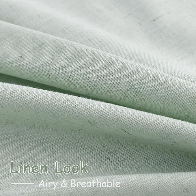Aqua Green Linen Curtains 108 Inches Long - Image 5