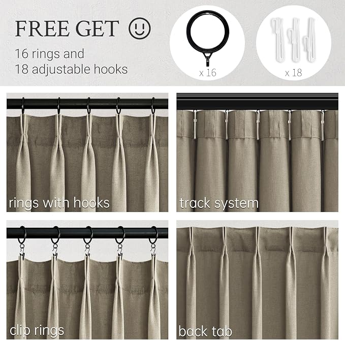 Topfinel 72 Inches Long Pinch Pleated Semi Sheer Curtains - Image 2