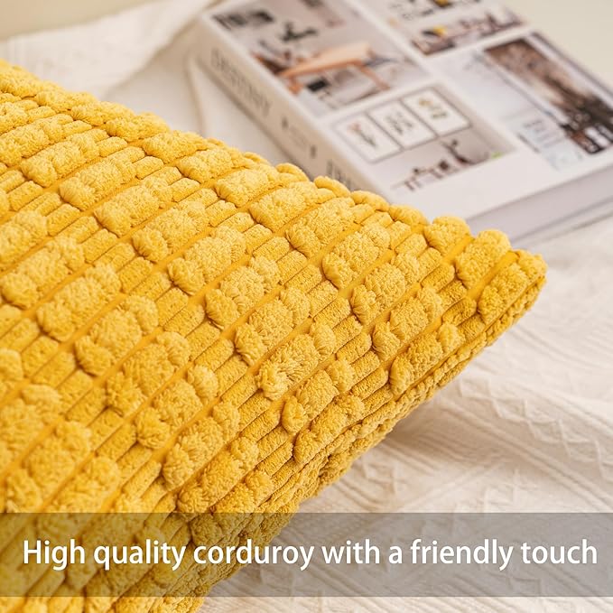 Aegero Pack of 2 Corduroy Decorative Throw Pillow Covers 24x24 Inch - Image 2