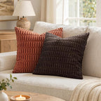 MIULEE Corduroy Decorative Throw Pillow Covers 20x20 Dark Brown Pack of 2 | - Image 2