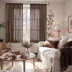 BGment Brown Linen Curtains 45 Inch Length - Image 2