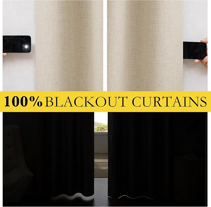 NICETOWN Cream 100% Blackout Short Curtains 63 inches Lenghth Burg - Image 3