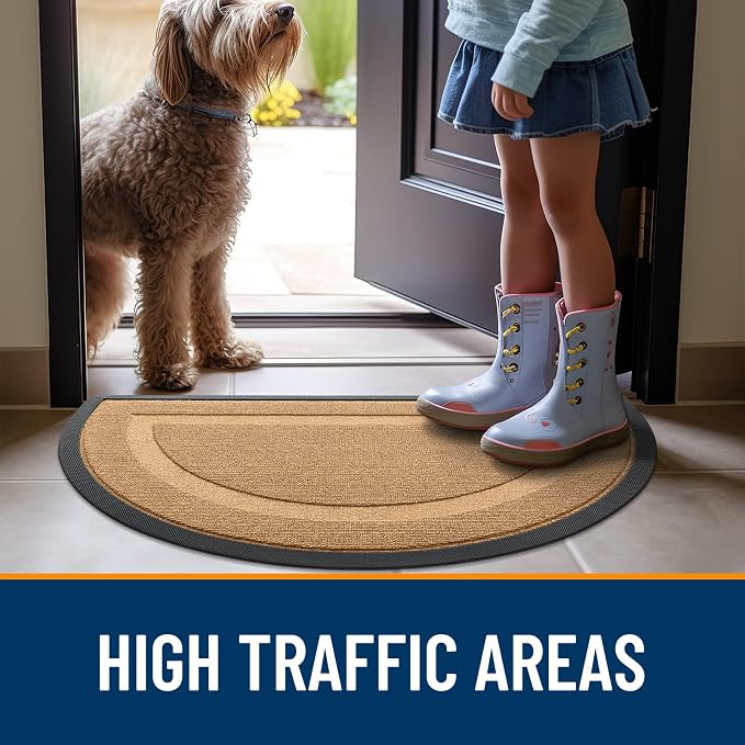 OLANLY Half Circle Front Door Mat Outside 33x21 All-Season Rubber Doormat | - Image 6