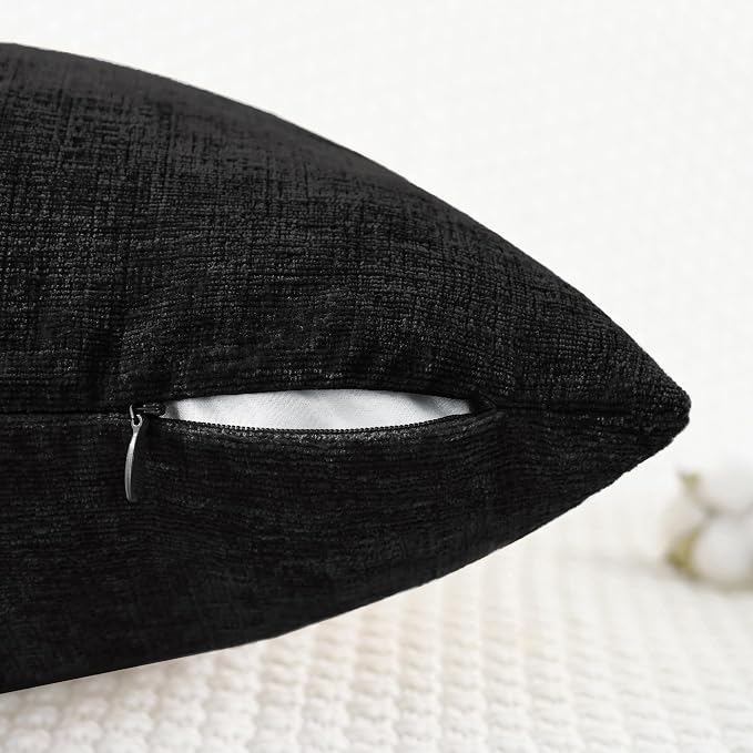 CaliTime Decorative Couch Throw Pillow Covers 22 X 22 Inches Black | Pack of 2 - Image 3