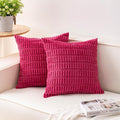 Pack of 2 Corduroy Decorative Throw Pillow Covers 20x20 Inch, Rose Red | Fall by Unknown
