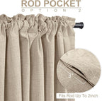 Linen Textured Total Blackout Sliding Door Curtains 84 Inches Long, Oatmeal | - Image 4