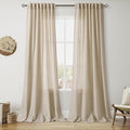 Taupe Burlywood Linen Curtains for Living Room 98 Inches Long Light Filtering by Nanspring