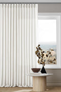 Off White Linen Pinch Pleated Curtains 80 Inches Long 2 Panels | Beige White by Twodrapes