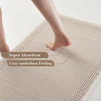 RESARE Waffle Bathroom Runner Rugs, Non Slip Boho Bath Mat 24x72 Pale Beige | - Image 3