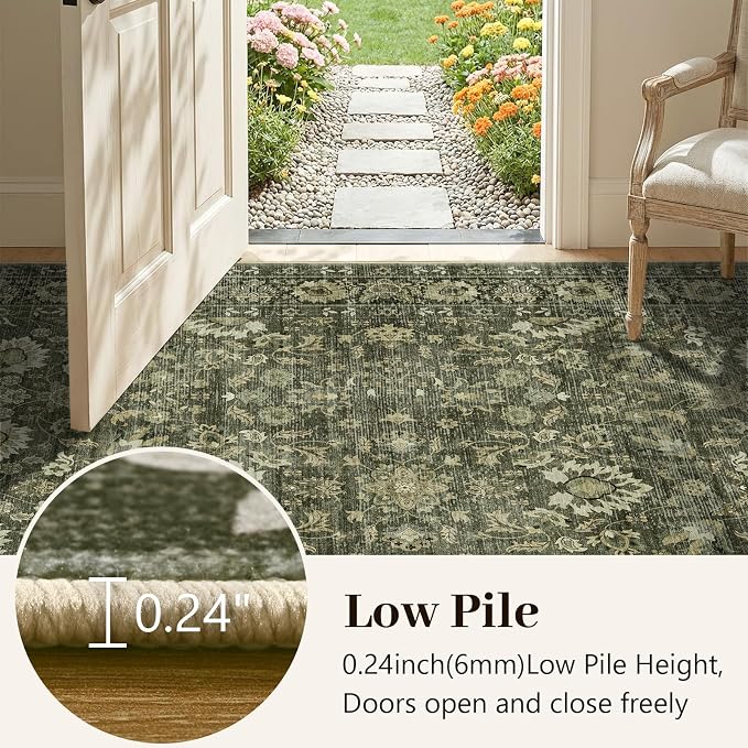 4x6 Ft Area Rugs for Living Room, Soft Non-Slip Machine Washable Rug, Vintage - Image 8