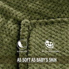 Exclusivo Mezcla Soft Waffle Fleece Bed Blanket Queen Size, Olive | Lightweight - Image 8