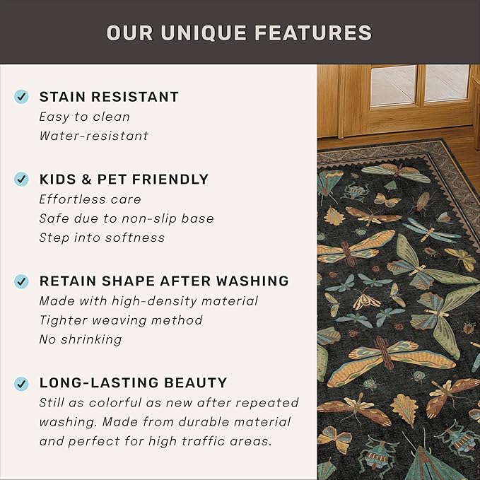 Dark Black Boho 2x10 Rug Runners - Image 7