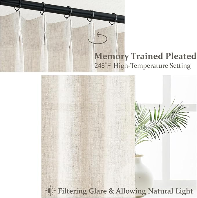 Extra Long 144 Inch Pinch Pleated Light Filtering Large Curtains - Image 4