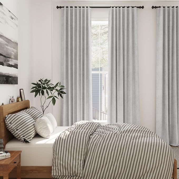 Grey Linen Back Tab Curtains 84 Inch Length - Image 7