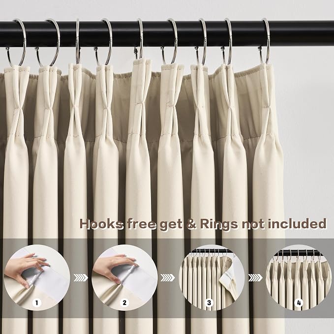 Large Pletaed Curtains 126 Inches Long, Extra Length Burg Heat&Cold Blocking - Image 2
