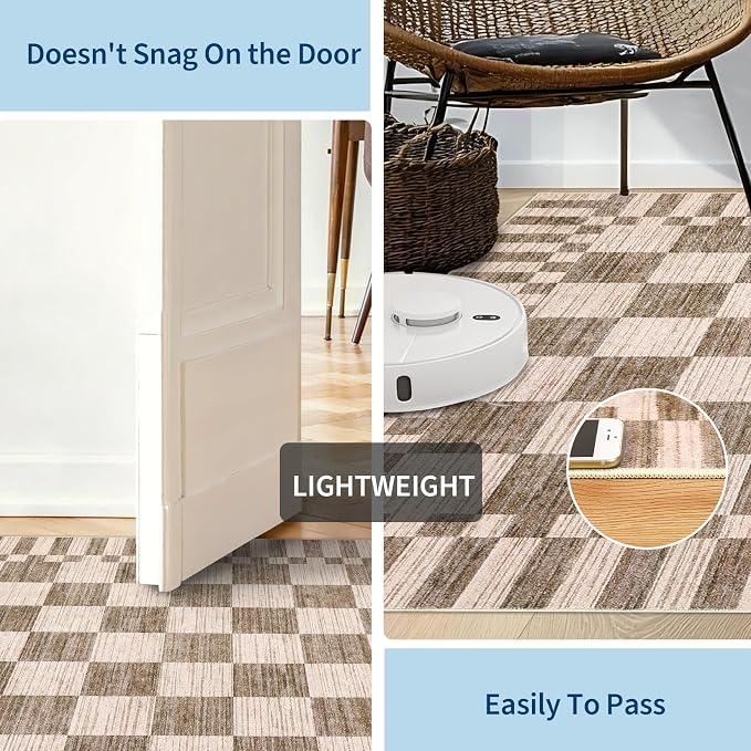 GarveeHome 9x12 Area Rugs for Living Room Washable Checkered Rug Bedroom | - Image 7