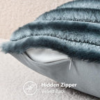 decorUhome Fall Faux Fur Throw Pillow Covers 20x20 Set of 2 Blue Grey | - Image 8