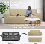 Easy-Going Stretch Loveseat Couch Covers Washable Beige | 1-Piece Loveseat - Image 4