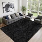 8x10 Area Rug Living Room Bedroom: Fluffy Plush Shag Carpet Black | - Image 2