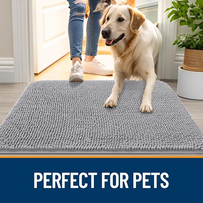 OLANLY Dog Door Mat for Muddy Paws 70x32, Super Absorbent Chenille Mud Mat | - Image 6