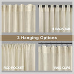Oatmeal Birch Beige 90 Inches Long Linen Sheer Curtains - Image 5