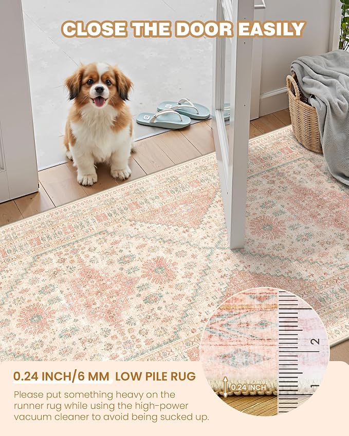 2x3 Entryway Rug Vintage Washable Rug Runner - Image 4