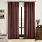 Linen Pinch Pleated Memory Trained Curtains Reddish Brown 96 Inches Long | Rust by Twodrapes