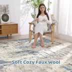LOONGRUG 5x8 Area Rug Washable Neutral Modern Living Room Rugs Blue Tan | - Image 3