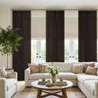 Pinch Pleated Dark Brown Light Filtering Flax Linen Curtains 96 Inches Long | - Image 8