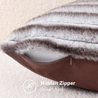 decorUhome Fall Faux Fur Throw Pillow Covers 20x20 Set of 2 Brown White | - Image 8