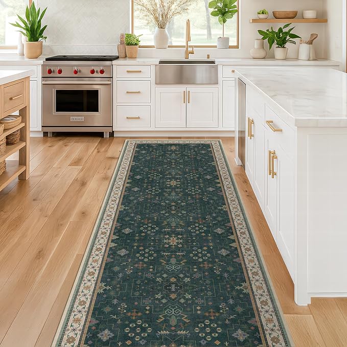Dark Green Kitchen Rug 10 ft Long - Image 3
