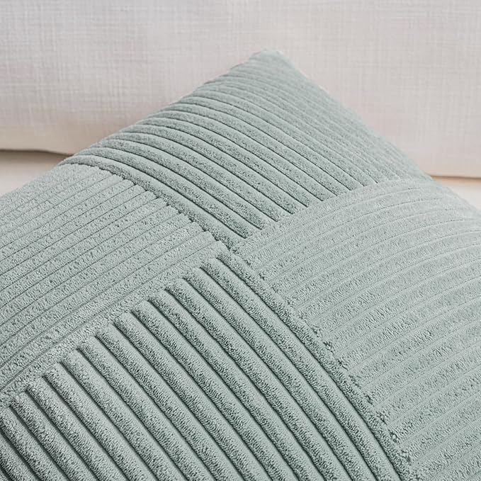 Fancy Homi 2 Packs Grey Blue Euro Decorative Throw Pillow Covers 26x26 Inch - Image 3