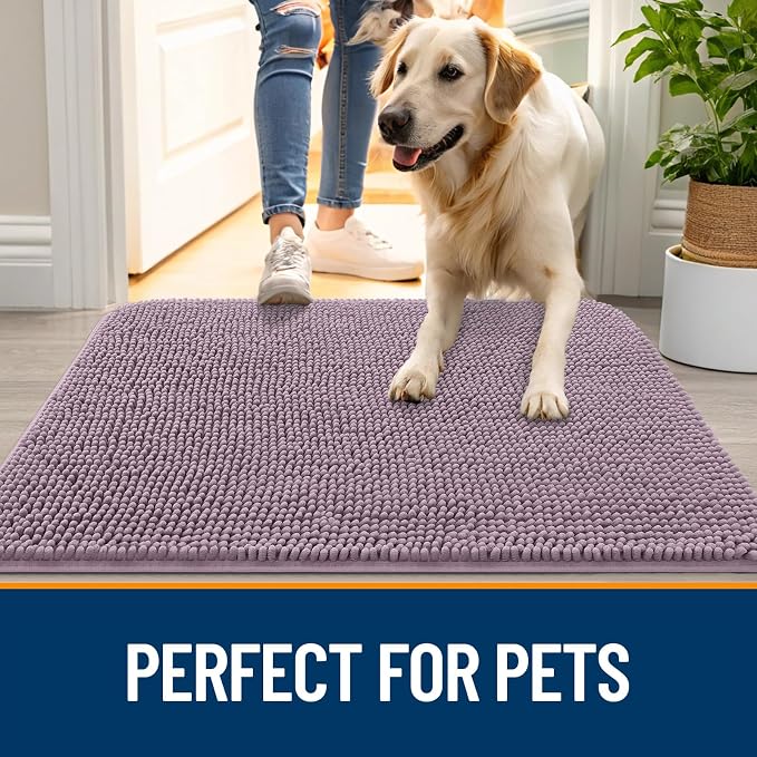 OLANLY Dog Door Mat for Muddy Paws 40x24, Super Absorbent Chenille Mud Mat | - Image 6