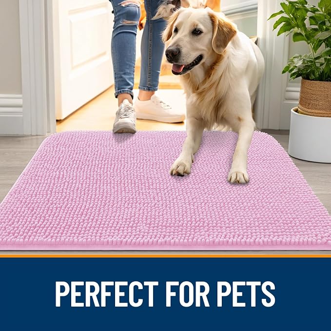 OLANLY Dog Door Mat for Muddy Paws 44x24, Super Absorbent Chenille Mud Mat | - Image 6