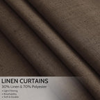 Chocolate Linen Blend Light Filtering Back Tab Curtains 96 Inches Long - Image 2