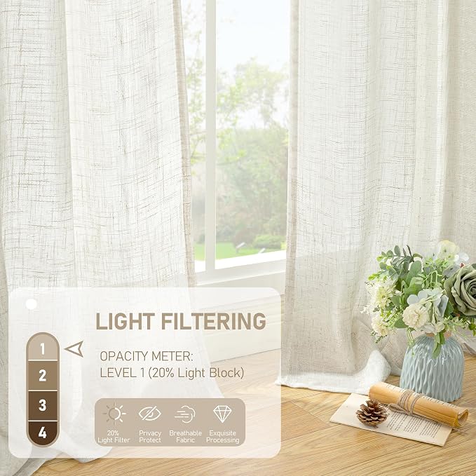 108 inch Semi Sheer Linen Curtains - Image 4