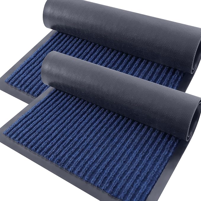 OLANLY 2-Pack Front Door Mats 47x23, Waterproof Heavy-Duty Doormats | Blue by OLANLY