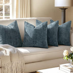 MIULEE Soft Decorative Chenille Pillow Covers Navy Blue 18x18 Pack of 4 | - Image 5