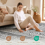 cotiled 6x9 Area Rugs for Living Room: Boho Washable Rug for Dining Room | - Image 4