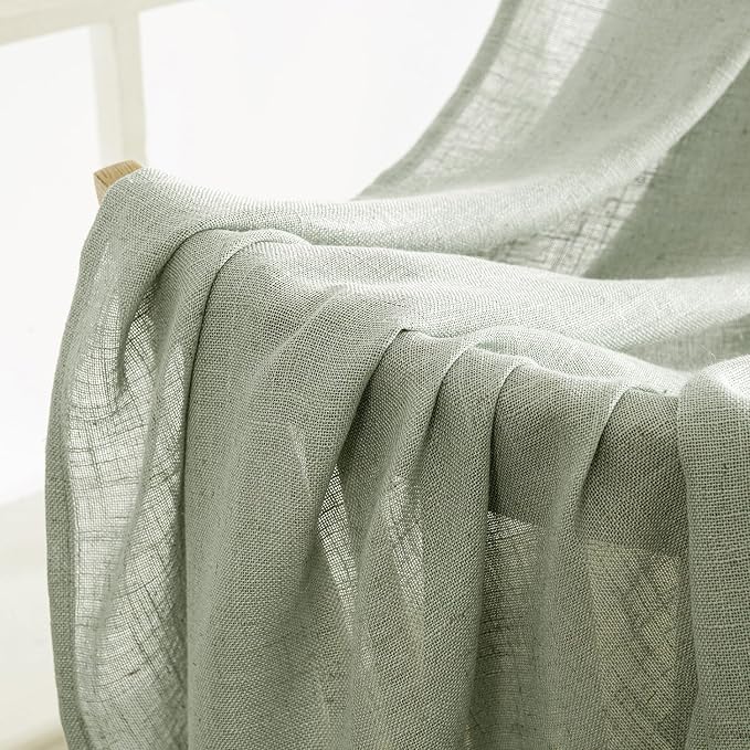 MIULEE Sage Linen Curtains 52x90 Inch Long - Image 6