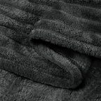 BEDELITE 3D Ribbed Charcoal Grey Fleece Throw Blanket - Image 9