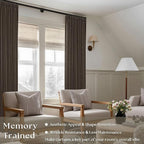 Dark Chocolate 90 Inch Pinch Pleated Semi Sheer Linen Curtains 2 Panels | - Image 2