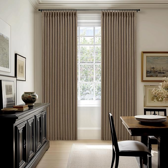 Latte Pleated Linen 100% Blackout 84 Inch Curtains - Image 9