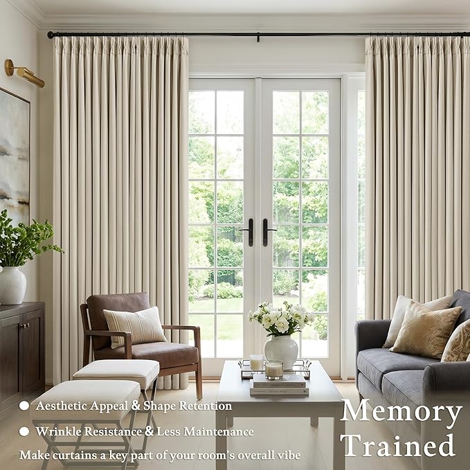 Oatmeal Beige Extra Wide Blackout 60 x 102 Inch Pinch Pleat Curtain 1 Panel | - Image 5