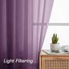 Simplebrand Plum Purple Sheer Curtains 96 Inches Long 2 Panels, Light Filtering - Image 3