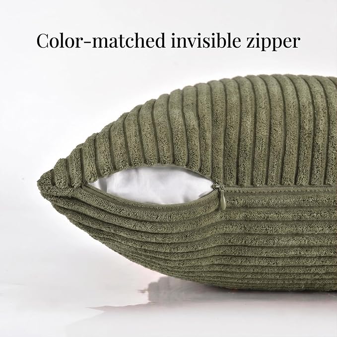 Fancy Homi 2 Packs Olive Green Lumbar Decorative Throw Pillow Covers 16x26 Inch - Image 4