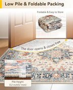 RELEANY Washable Area Rug, Water Repellent, Pet Friendly, Vintage Floral Boho - Image 4
