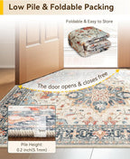 RELEANY Washable Area Rug, Water Repellent, Pet Friendly, Vintage Floral Boho - Image 6