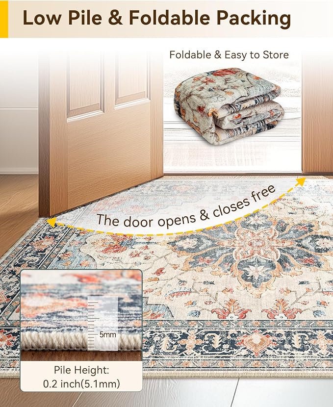 RELEANY Washable Area Rug, Runner 2'6"x14', Water Repellent, Pet Friendly - Image 4