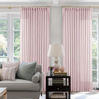 Light Pink Linen Pinch Pleat Curtains 108 Inch Length 2 Panels Set 40x108 | - Image 7